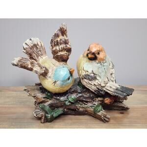 Love Birds on a Log Figurine Home Decor Indoor Outdoor